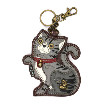 Chala Handbags Gray Keychain Gray & Orange Tabby Cat Collection Keychain, Wallet, Crossbody by Chala Vegan